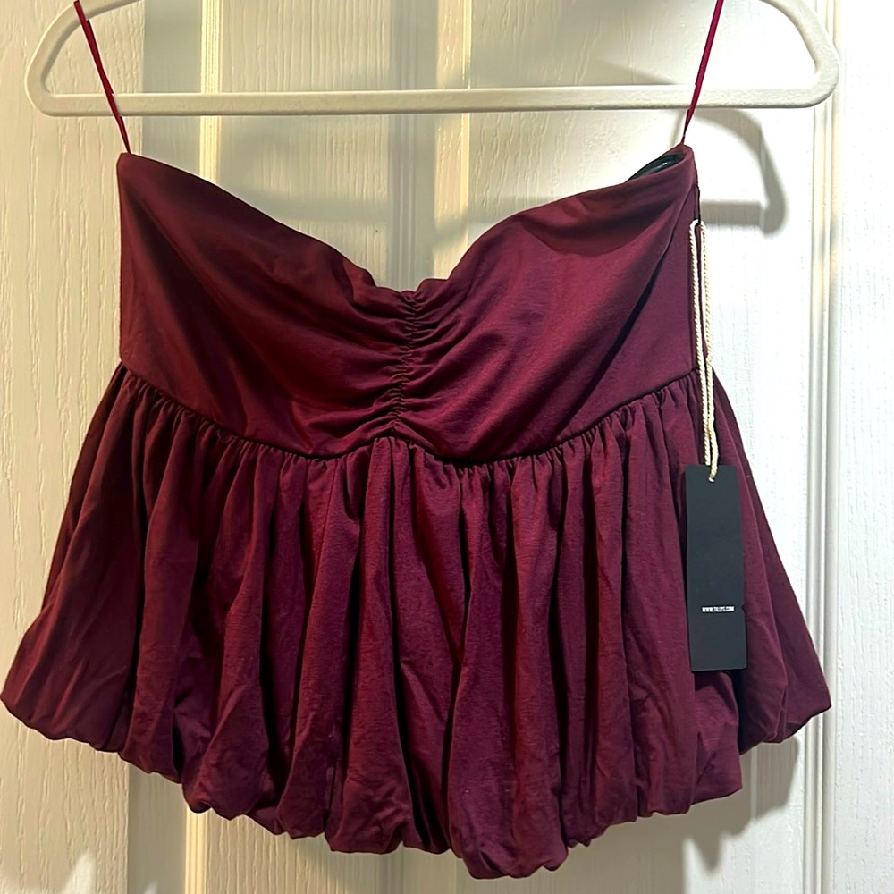 Strapless burgundy top